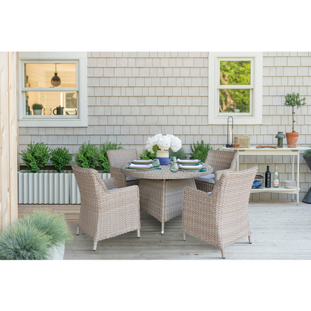 International Concepts Outdoor 5 Piece Patio Furniture Set with a Round Table and 4 Chairs KODT-448R-400-4